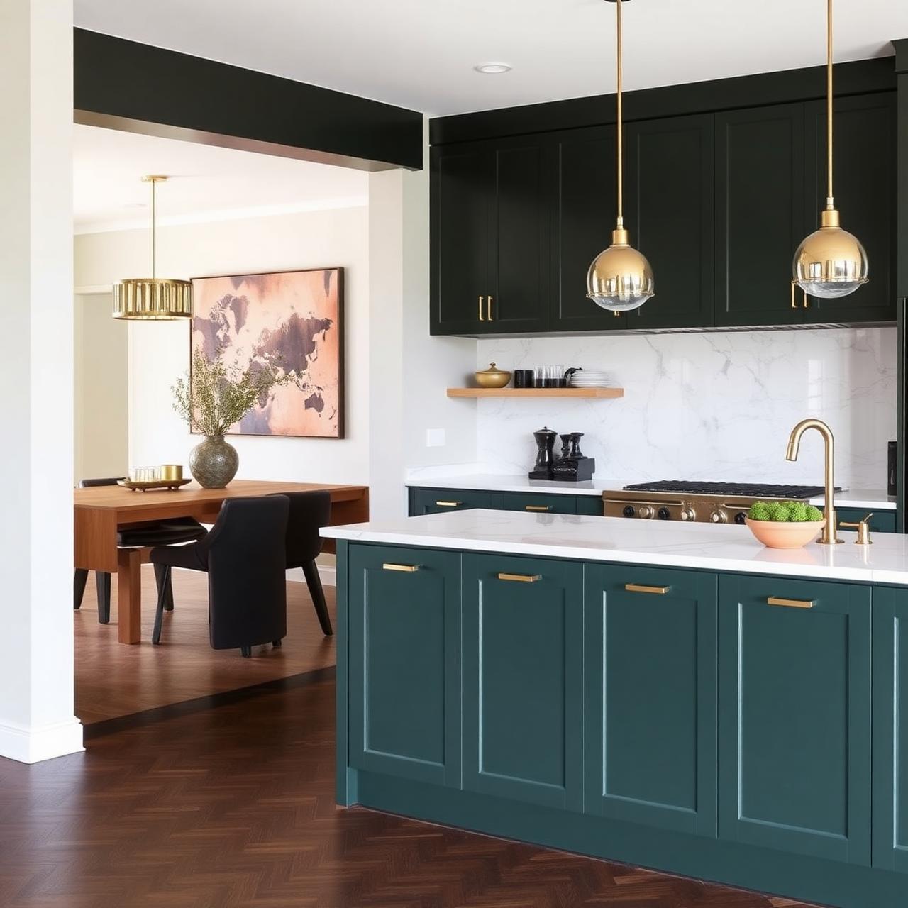 Dark green modern kitchen